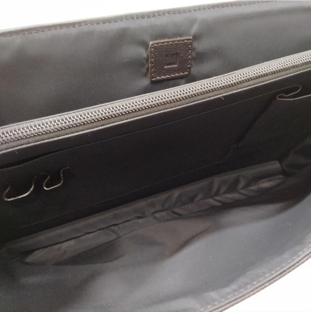 DUNHILL Business Bag Brown Canvas Leather Laptop Case Briefcase - Picture 7 of 9